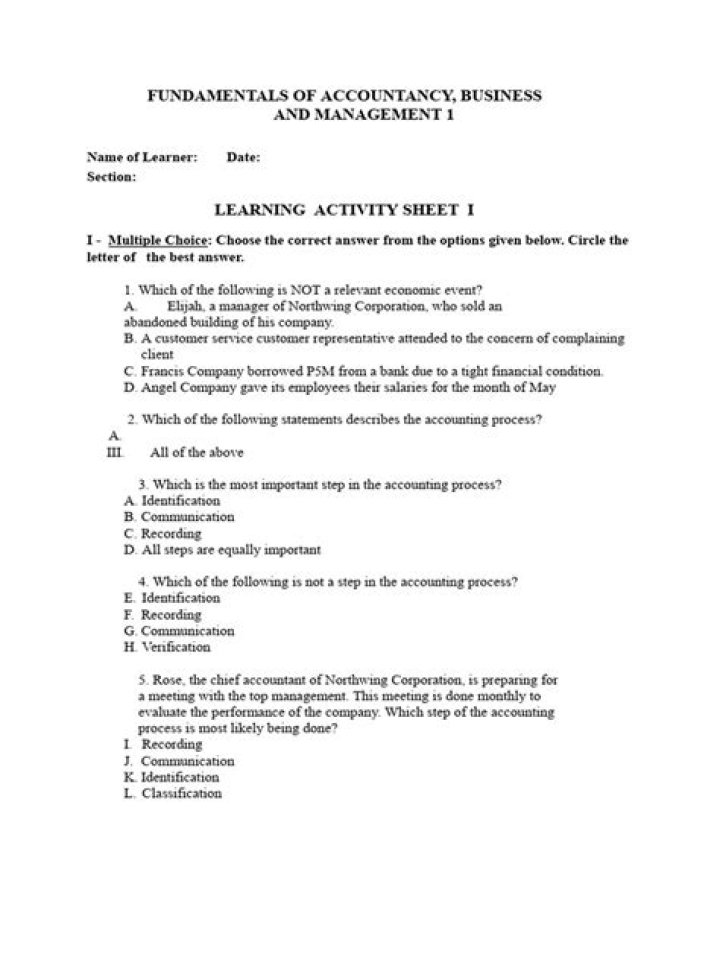 Complete Accountancy Business and Management 1 PDF Guide