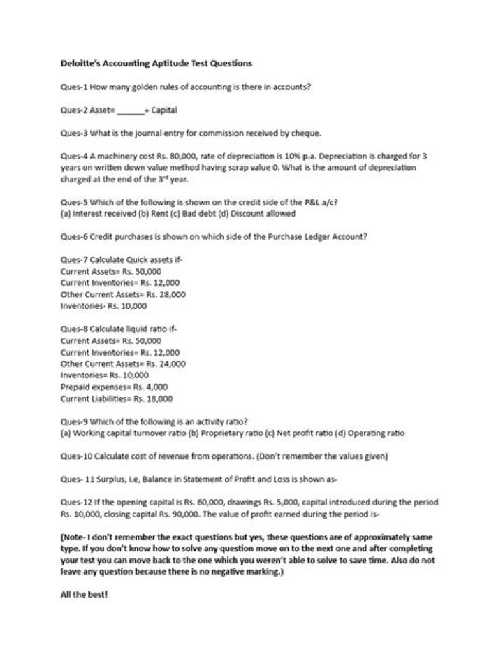 Accounting Aptitude Test Questions PDF: Practice Now