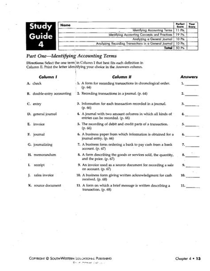 Accounting Chapter 4 Study Guide Answers PDF – Perfect for Exam Success