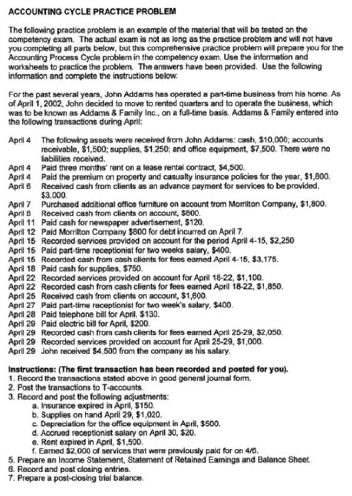 Master the Accounting Cycle: Practice Problems & Answers PDF