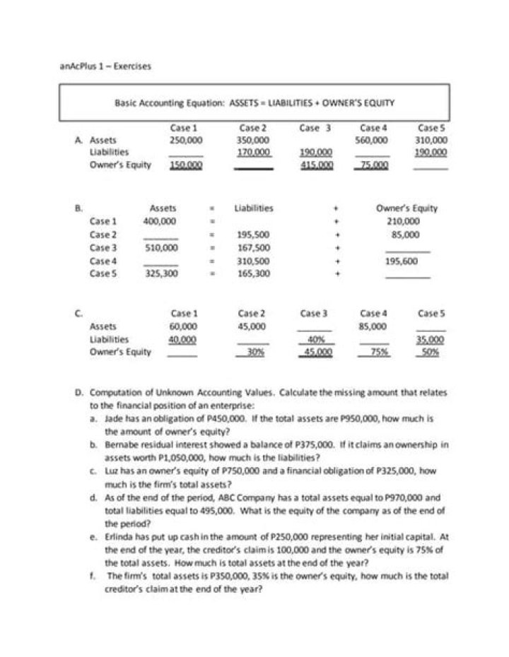 Master Accounting Equation Questions & Answers PDF with Solutions