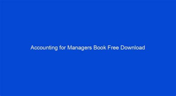 Accounting for Managers: PDF Book & Free Download