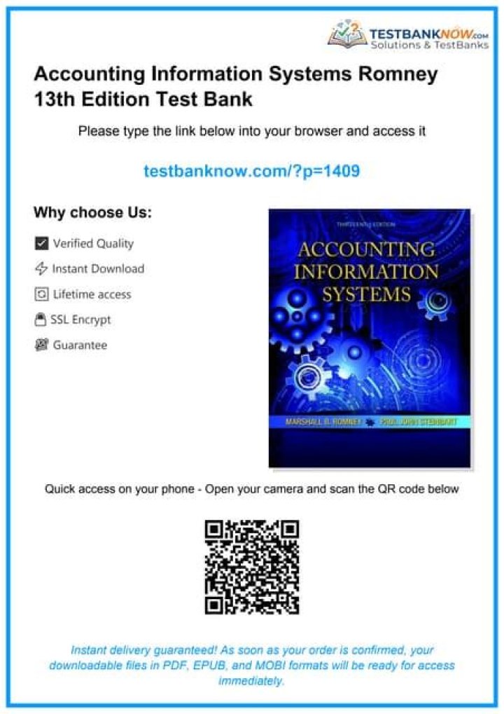 Accounting Information Systems 13th Edition Test Bank PDF Chapter 4