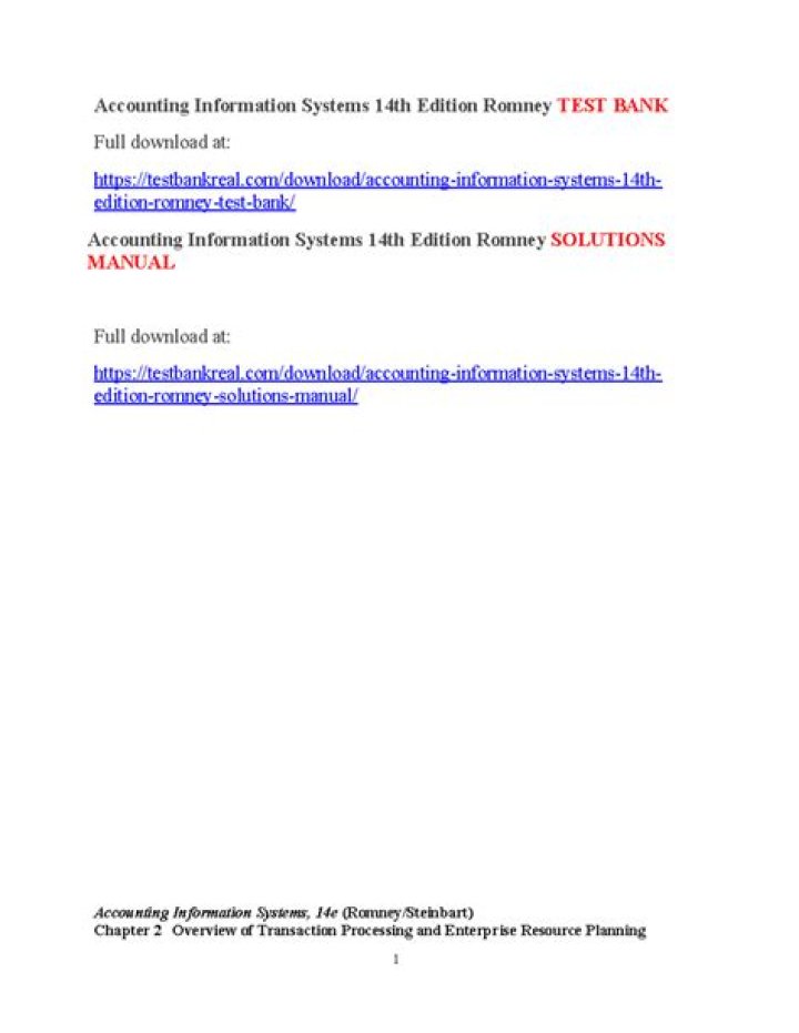 Accounting Information Systems 14th Edition Test Bank PDF – Download Now