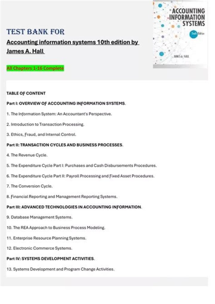 Accounting Information Systems Test Bank PDF Chapter 4: Master Exam Questions