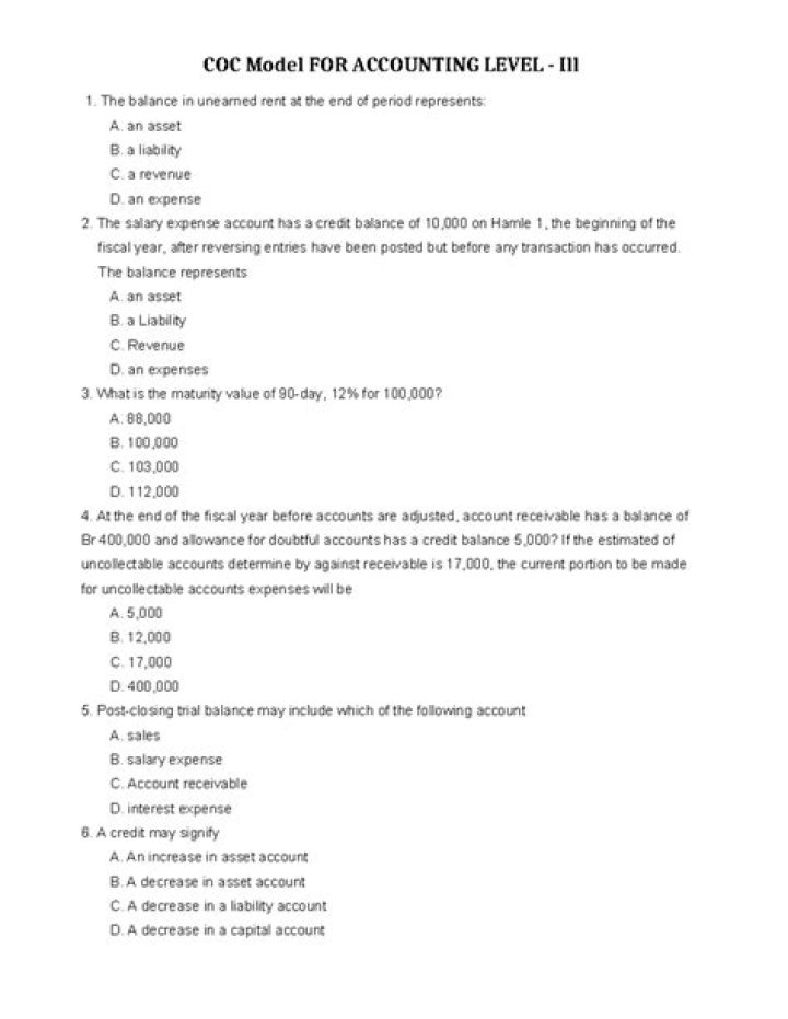 Accounting Level 4 COC Exam Questions & Answers PDF – Expert Prep Guide