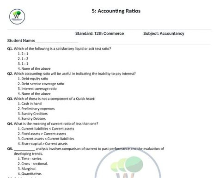 Accounting Ratios Questions and Answers PDF – Expert Guide