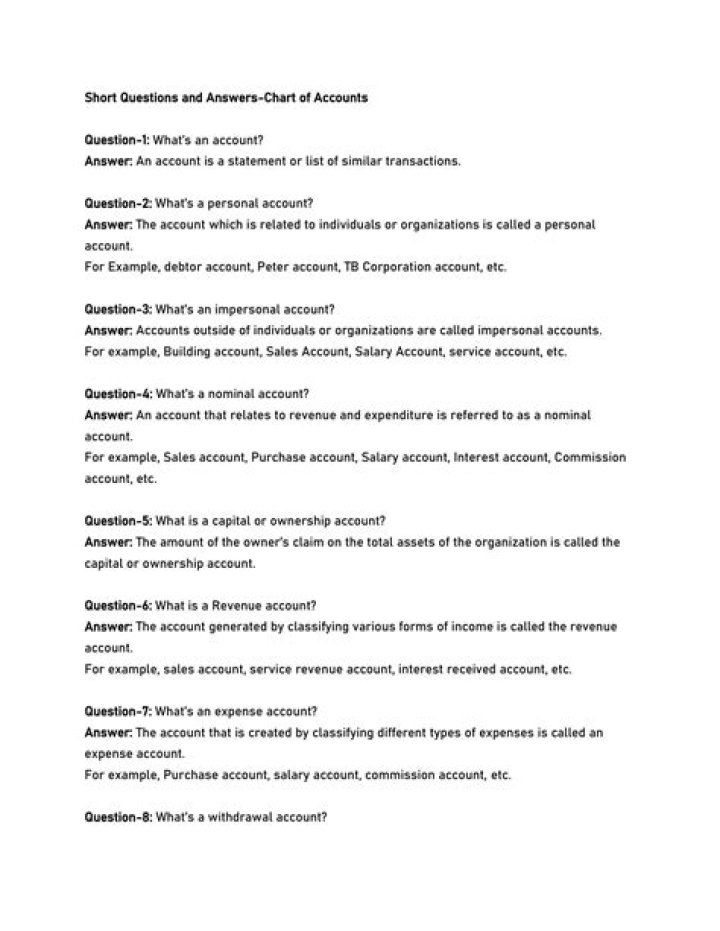 Quick Accounting Short Questions & Answers PDF for Students & Professionals