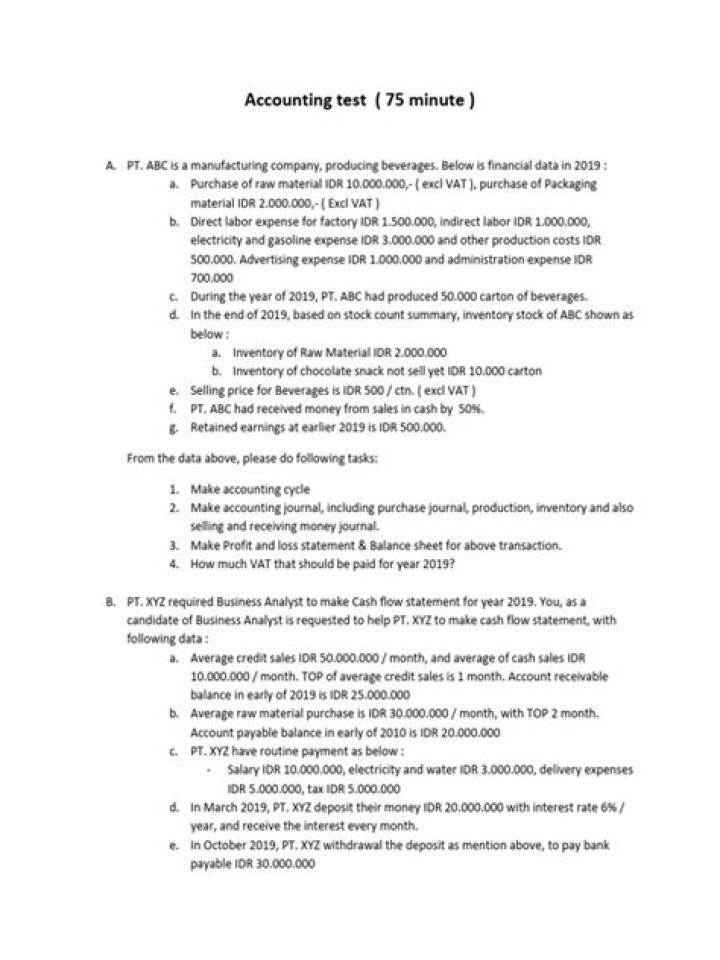 Download Free Accounting Test PDF for Practice