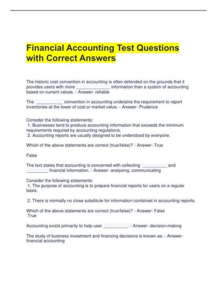Complete Accounting Test with Answers PDF – Download Now