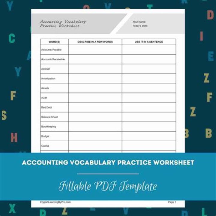 Accounting Vocabulary Worksheet PDF: Free Download for Students