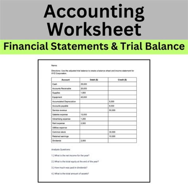 Free Accounting Worksheet Example PDF for Easy Financial Management