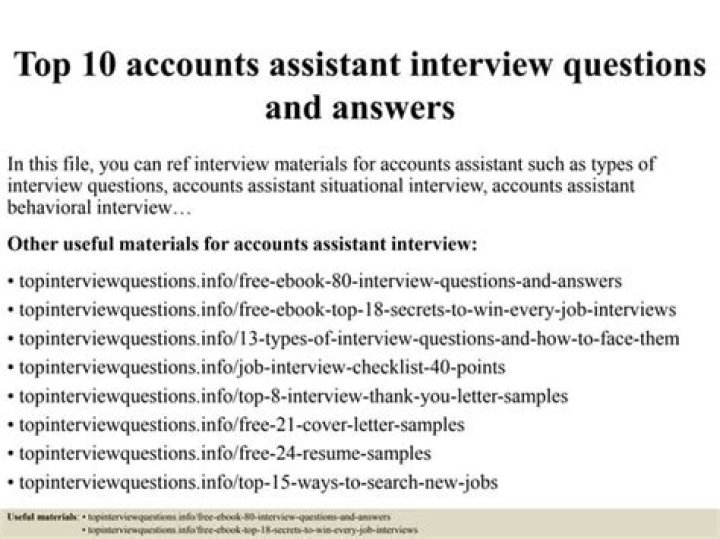 Accounts Assistant Interview Questions & Answers PDF Guide