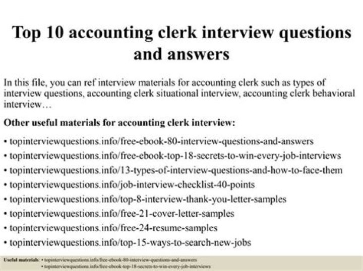 Top Accounts Clerk Interview Questions & Answers PDF for 2024