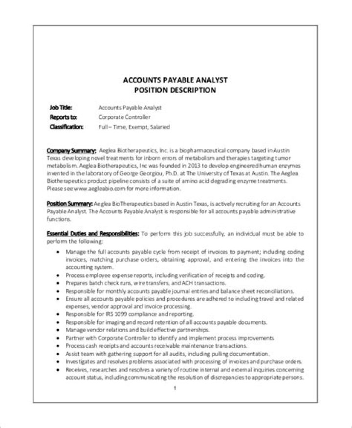 Accounts Payable Manager Job Description PDF: Full Career Guide