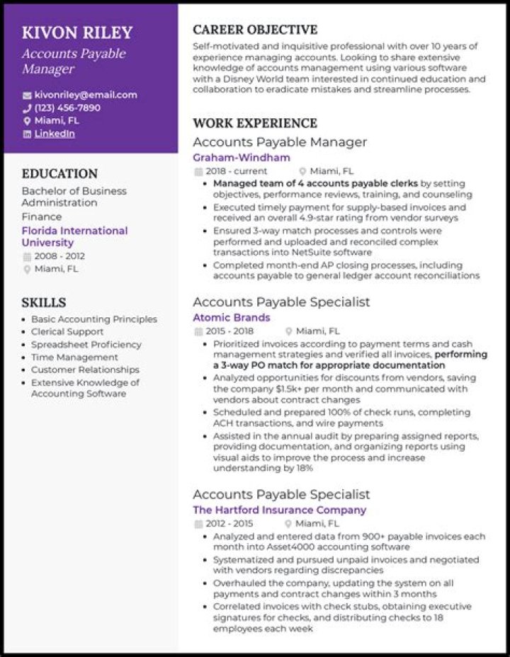 Accounts Payable Manager Resume PDF: Professional Template for Finance Leaders