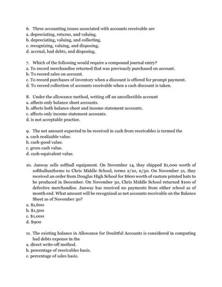 Accounts Receivable Test Questions & Answers PDF – Instant Download
