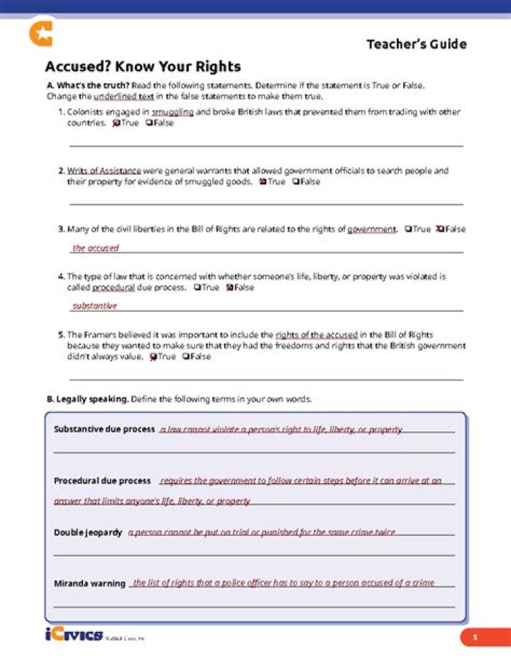 Accused? Know Your Rights: Official ICIVICS Answer Key PDF