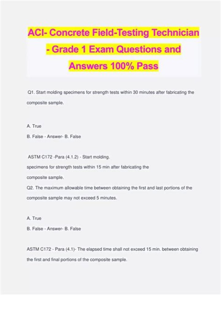 ACI Concrete Field Testing Technician Test PDF for Accurate Results
