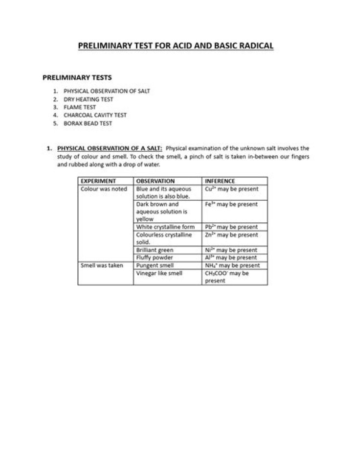 Acid and Basic Radicals Test PDF: Essential Chemistry Practice