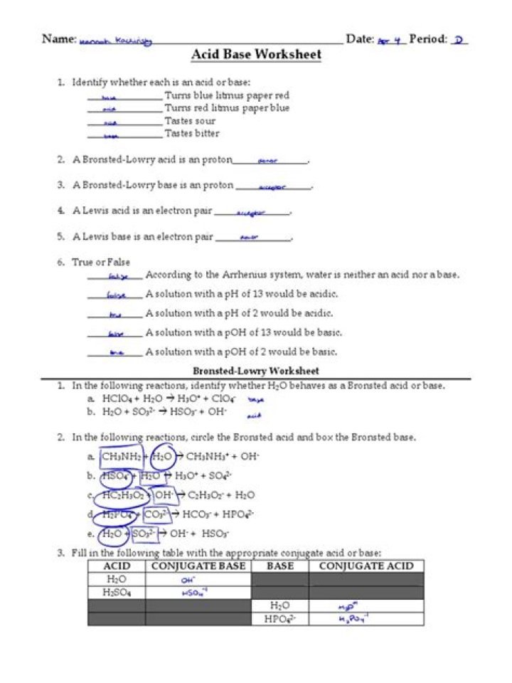 Acid Base Worksheet PDF – Free Download for Students