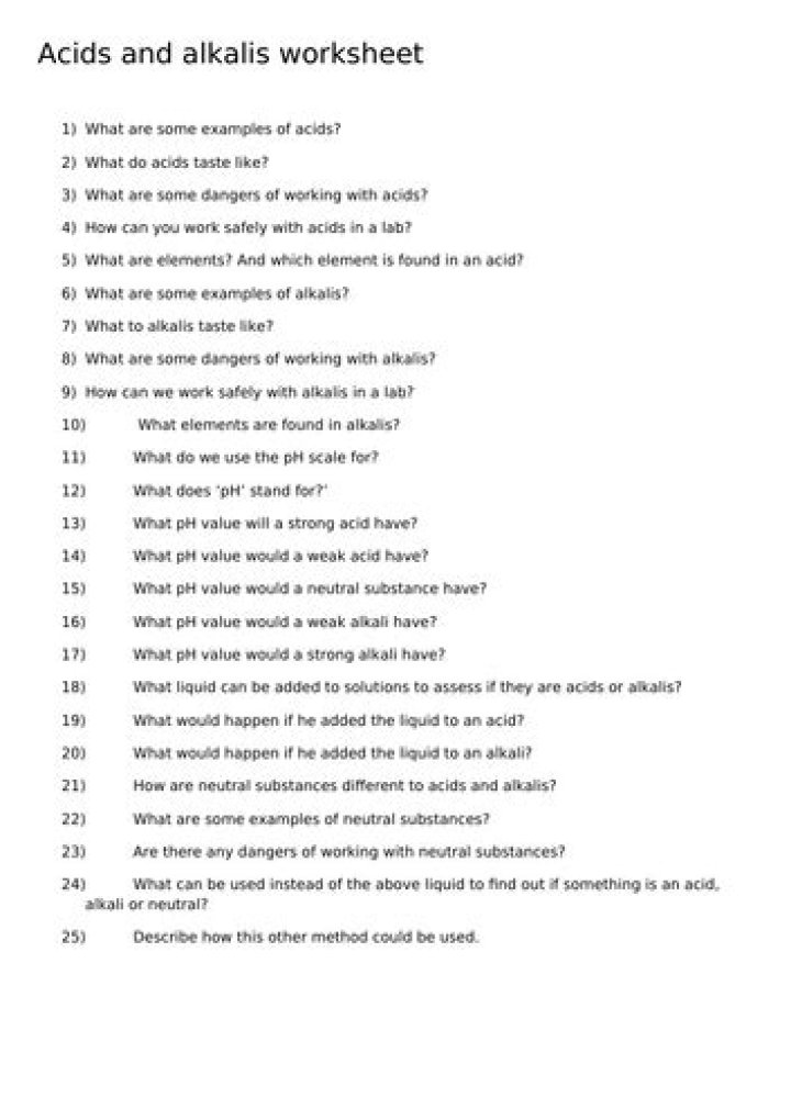 Acids and Alkalis Questions & Answers PDF: Expert Guide