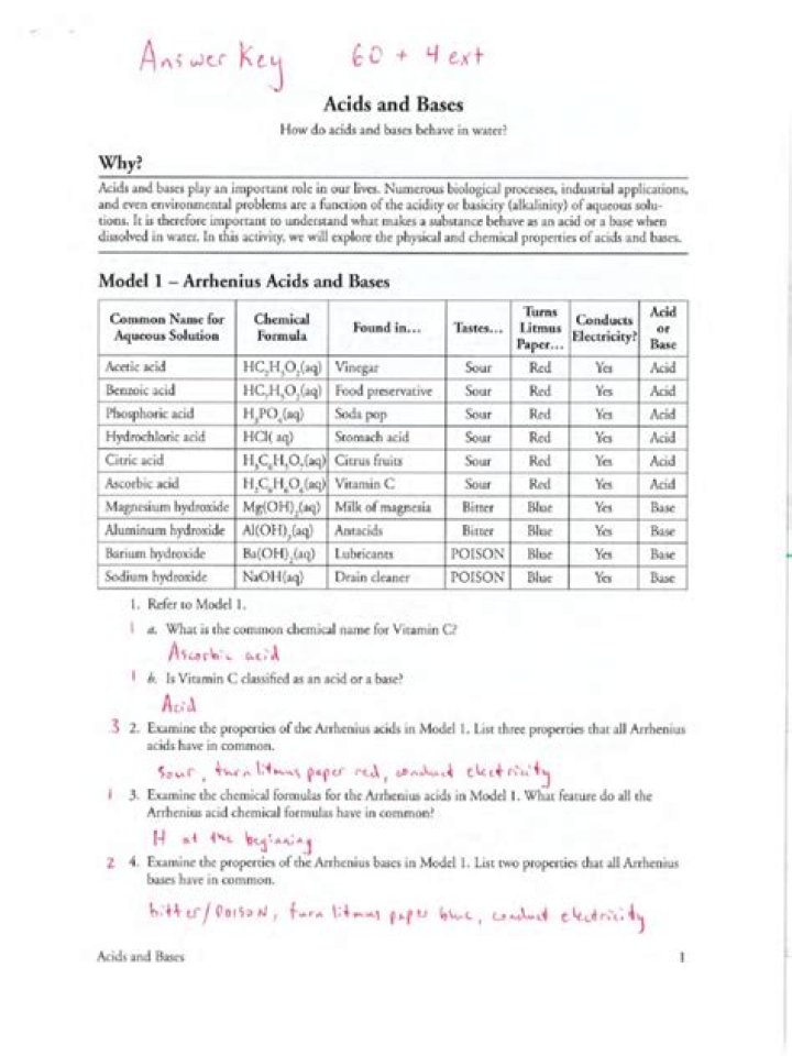 Acids and Bases Pogil Answer Key PDF – Free Study Guide