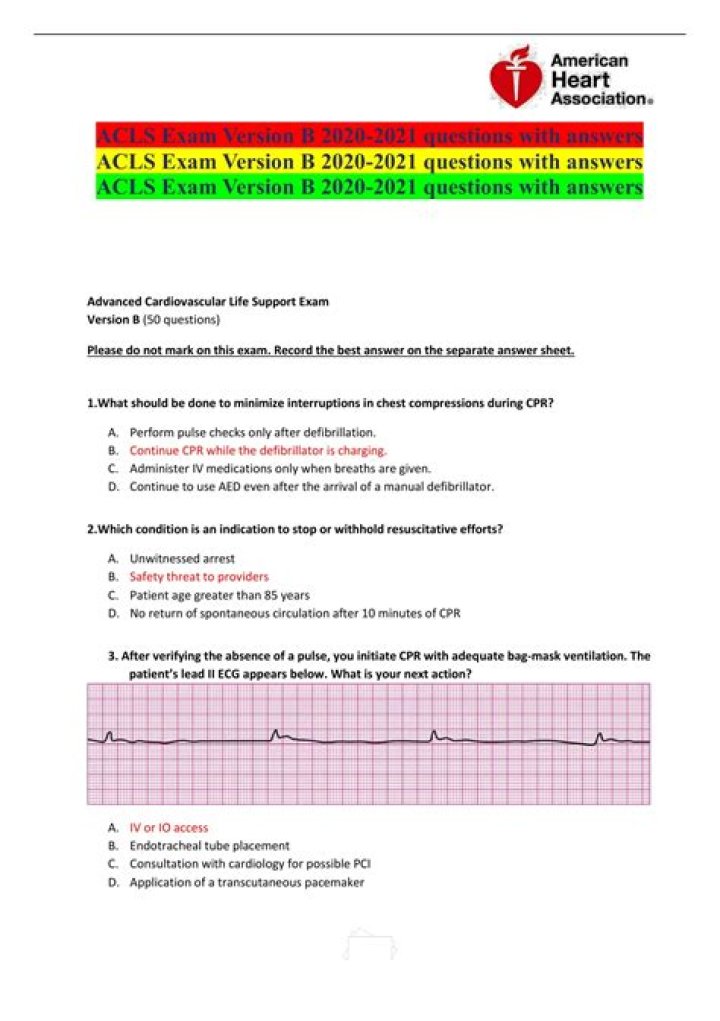 ACLS Answers 2025: Free PDF Download for Emergency Responders