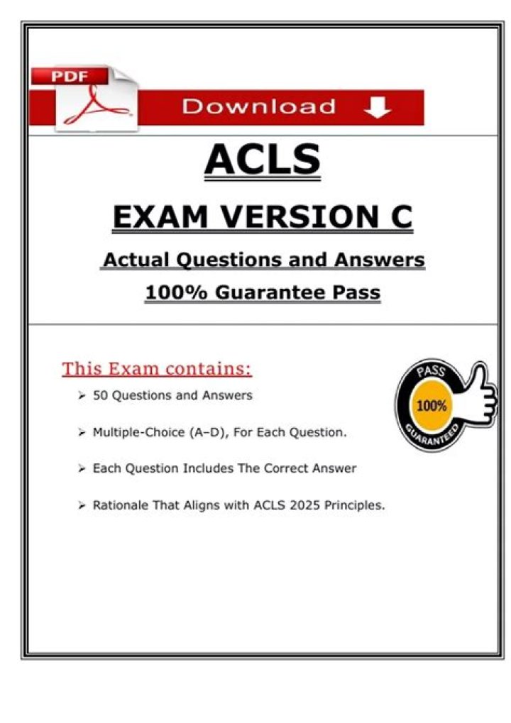 ACLS Exam Version C Answers PDF – Complete Study Guide & Practice Tests