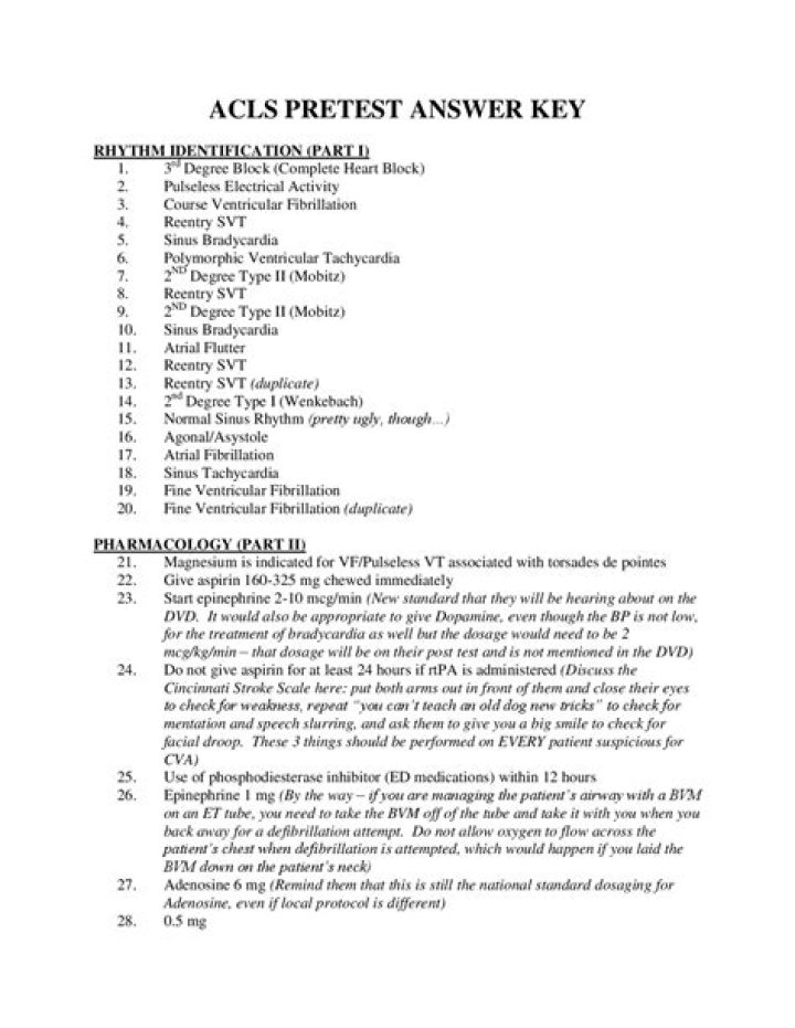 ACLS Pharmacology Pretest Answers PDF – Instant Review Guide