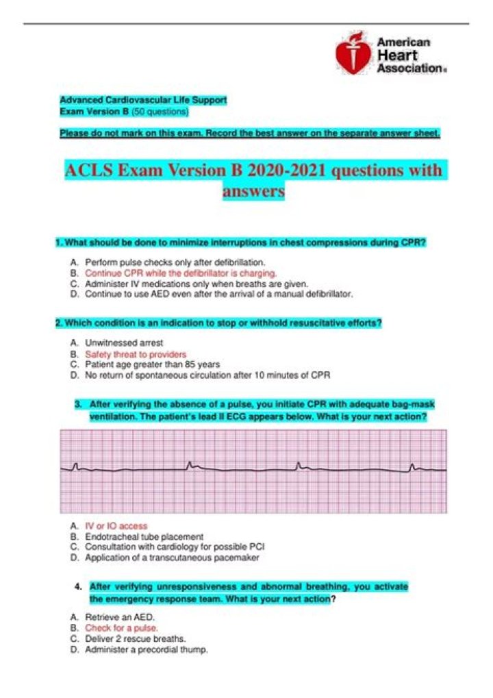 2018 ACLS Post Test Answer Key PDF – Official Study Guide