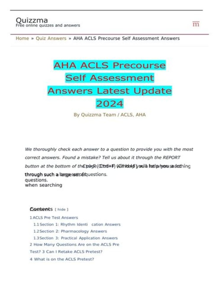 ACLS Precourse Self-Assessment Answers PDF – Instant Study Guide
