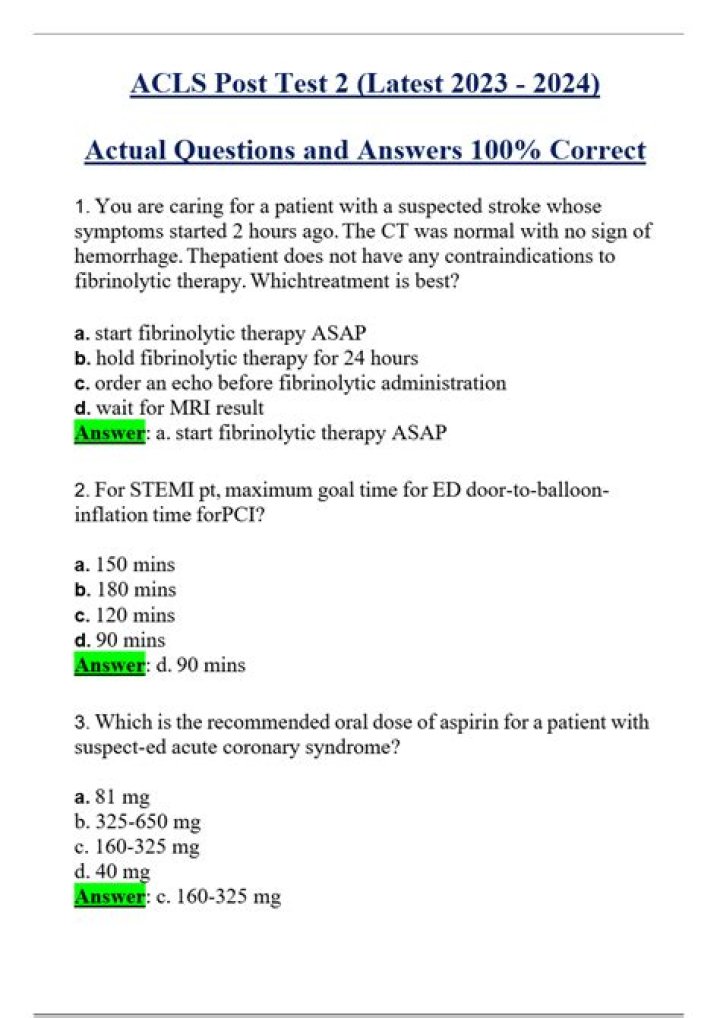 2022 ACLS Questions and Answers PDF – Complete Study Guide