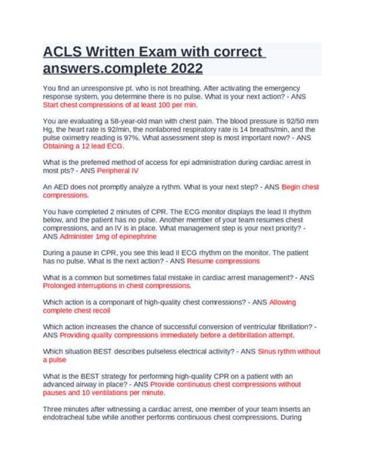 ACLS Written Exam Answers PDF – Best Practice Questions & Solutions