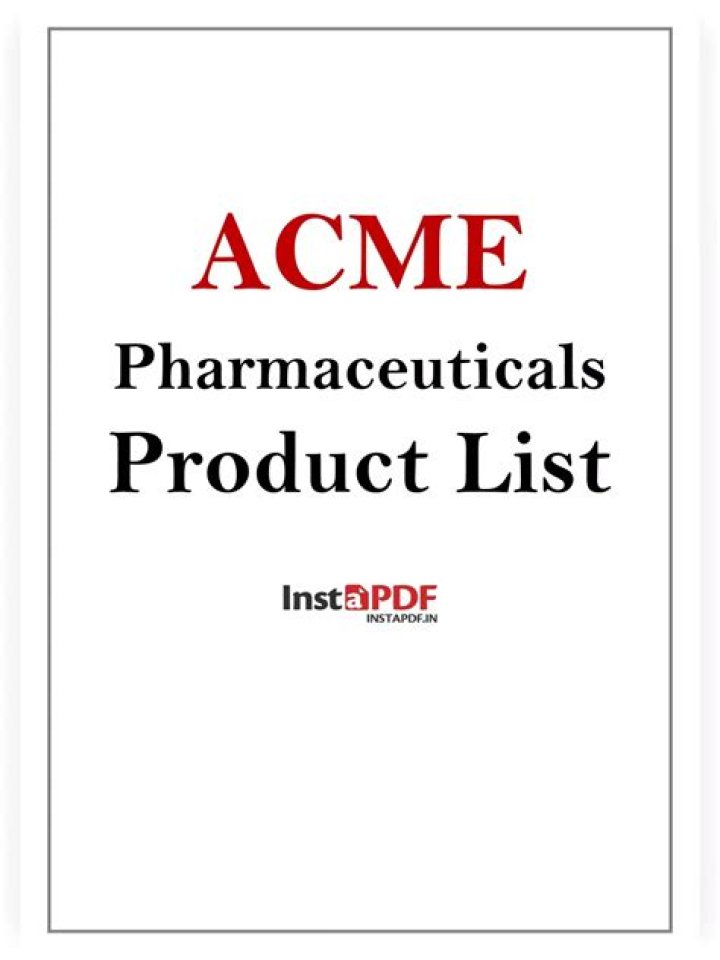 Acme Pharmaceuticals Product List PDF: Complete Drug Catalog