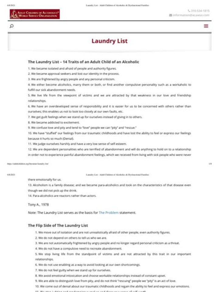 ACoa Laundry List Workbook PDF for Perfect Organization