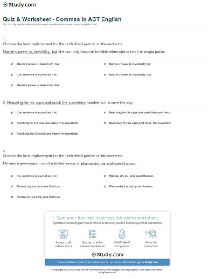 Act English Grammar Practice Worksheets PDF – Instant Download