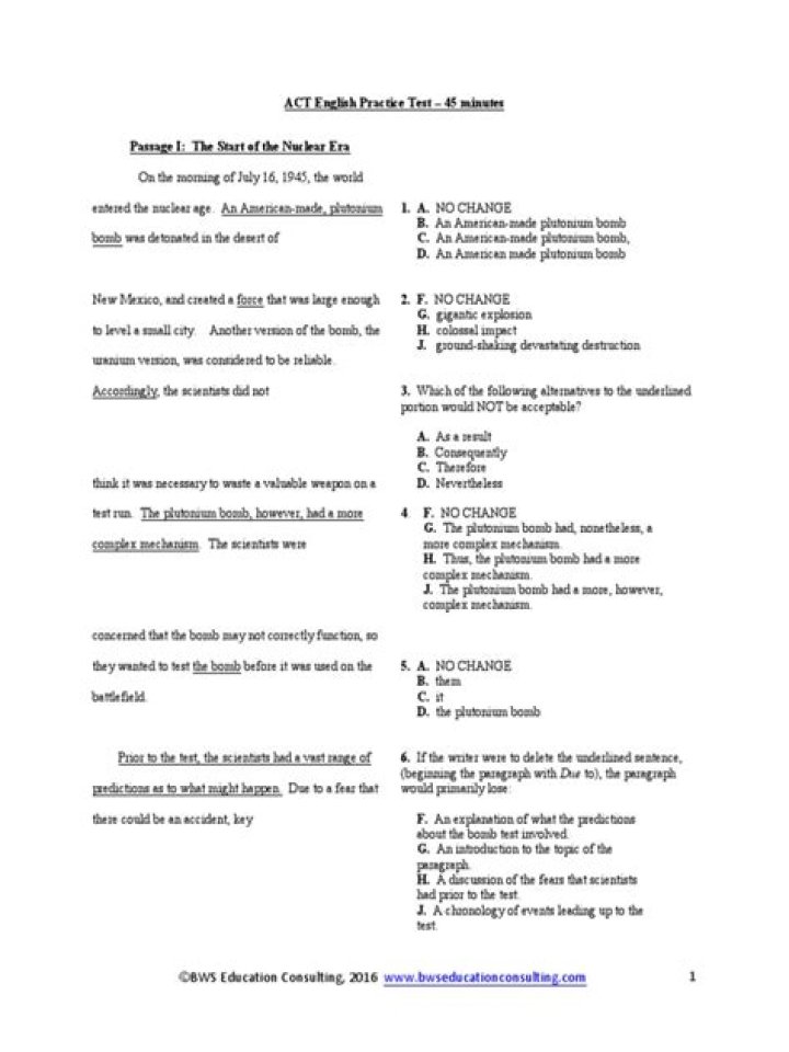 ACT English Practice Test PDF: Free Download & Real Exam Simulation