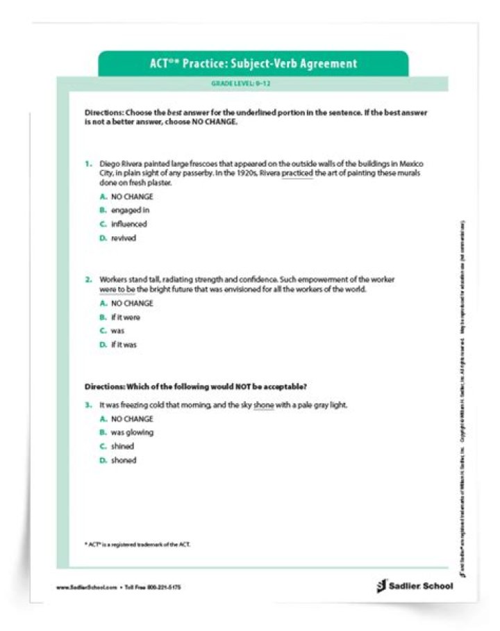Act English Practice Worksheets PDF – Download Free Printable PDFs