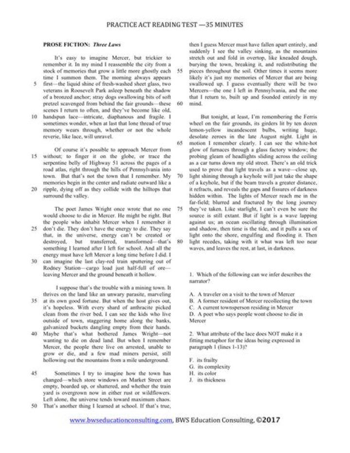 Act Reading Practice Test PDF 2018: Free Download & Sample