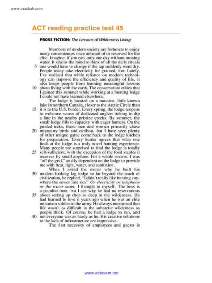 Act Reading Practice Test PDF with Answers for Prep