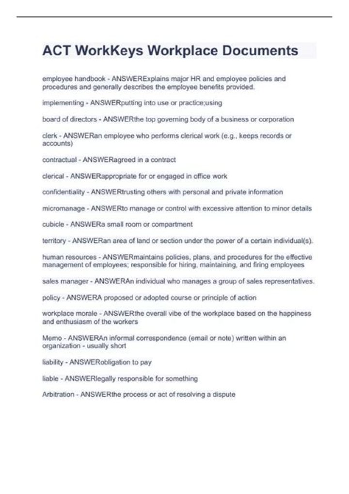 Act Workkeys Workplace Documents Practice Test PDF: Get Instant Results