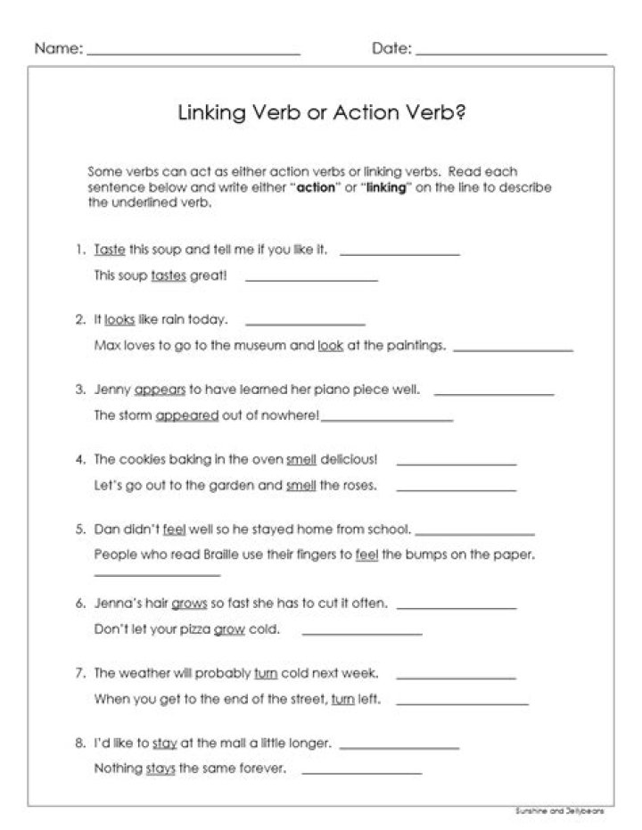 Action & Linking Verbs Test PDF – Master Grammar Quickly
