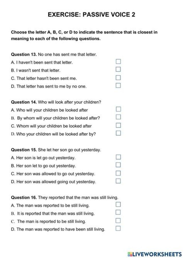 Active and Passive Voice Multiple Choice Test PDF: Master Grammar Fast