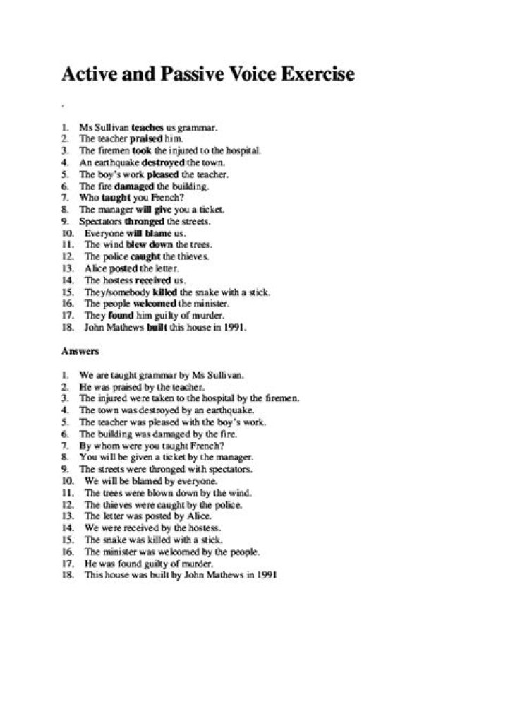 Master Active and Passive Voice Paragraph Exercises with Answers PDF