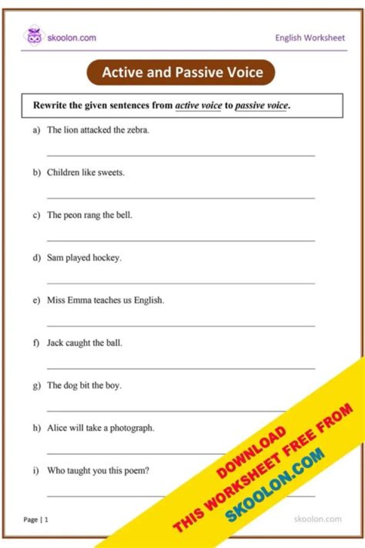 Active and Passive Voice Practice Questions PDF for Free