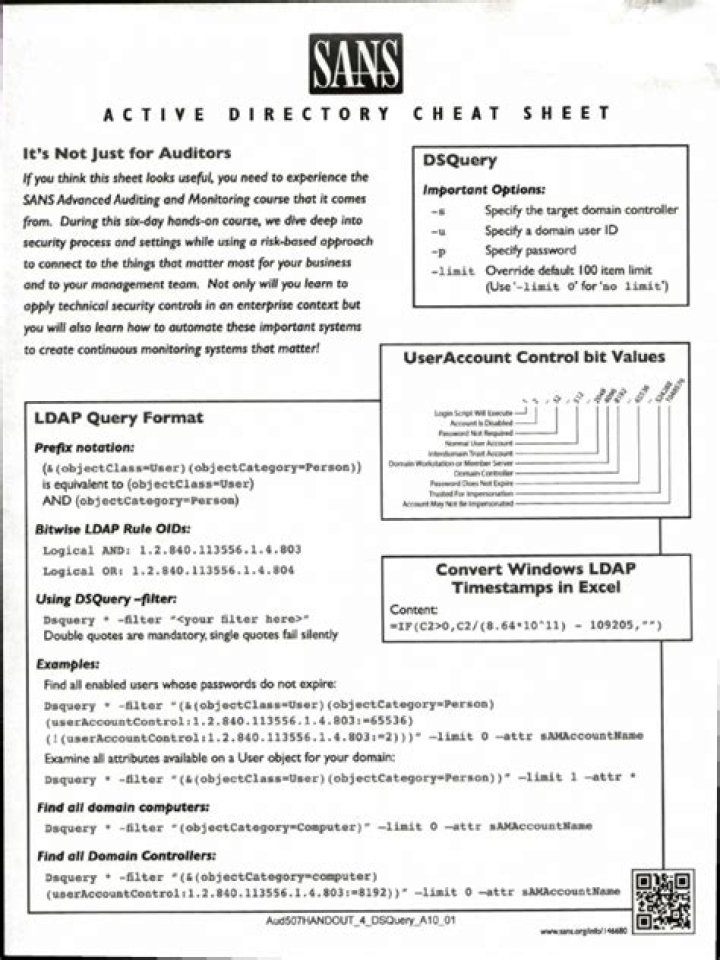 Active Directory Cheat Sheet PDF – Quick Reference Guide