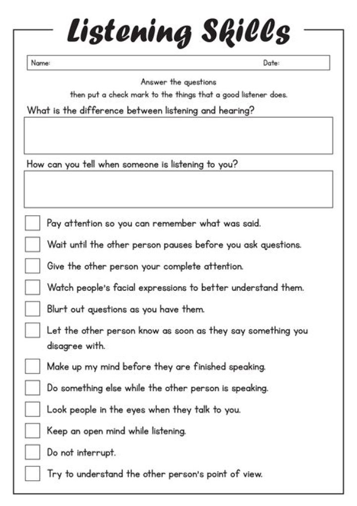 Active Listening Worksheets for Adults PDF – Boost Communication Skills