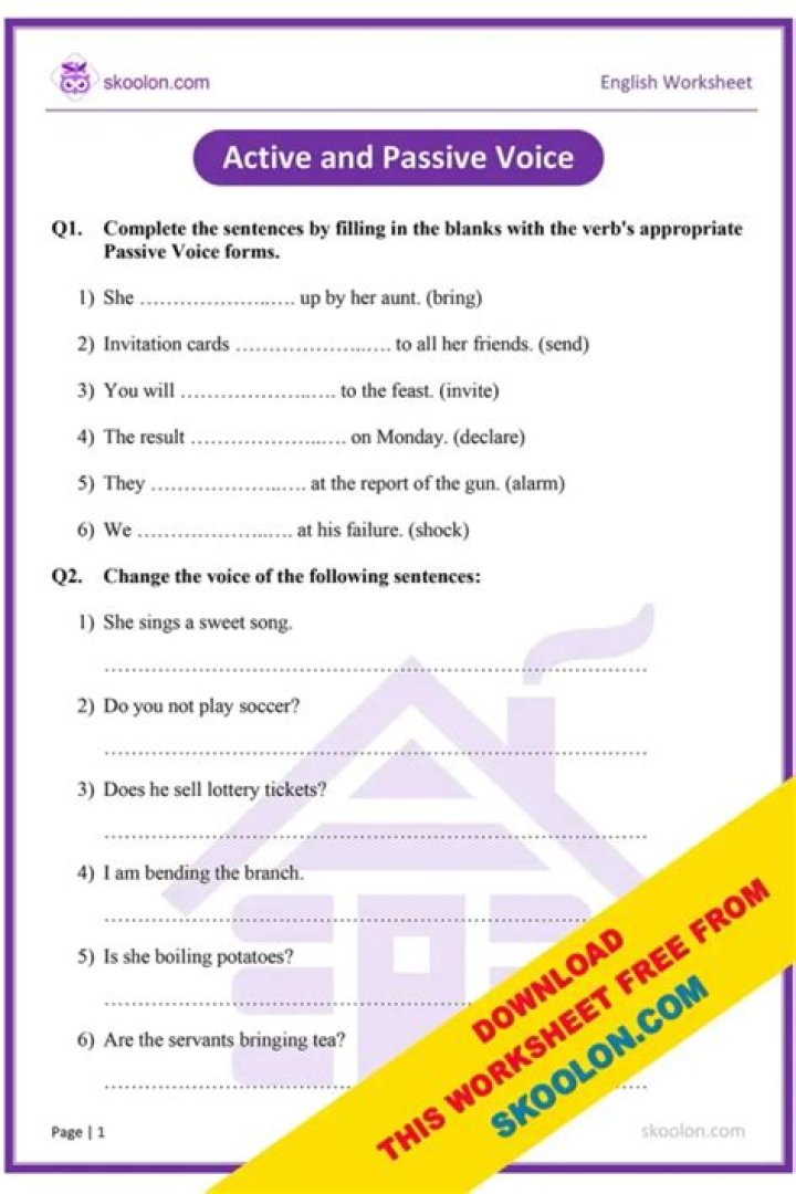 Master Active & Passive Voice with Free Worksheets & Answers PDF