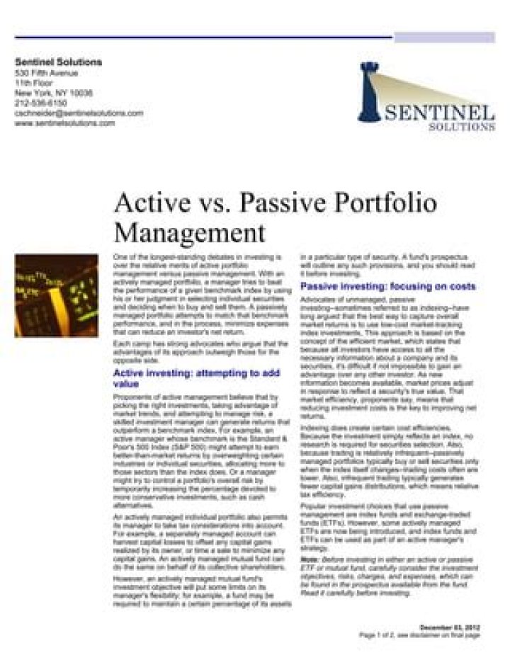 Active vs Passive Portfolio Management: A Comprehensive PDF Guide